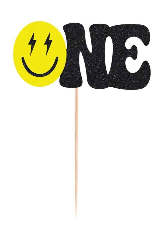 AHAORAY Happy Dude Cake Topper - Smiley Face Birthday Party Decorations - One Cool Dude 1st Birthday Cake Decor for Baby Shower, Gender Reveal Party, Photo Booth Props - Image 1