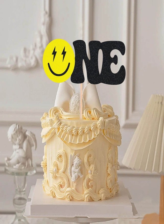 AHAORAY Happy Dude Cake Topper - Smiley Face Birthday Party Decorations - One Cool Dude 1st Birthday Cake Decor for Baby Shower, Gender Reveal Party, Photo Booth Props - Image 2
