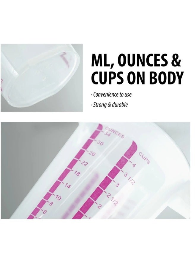 Plastic Measuring Jug for Cooking and Baking with Displayed Measurements Easy to Read Clear 2 Litre Long Handle Reusable for Liquid or Flour (Pack of 1) (2000ml)