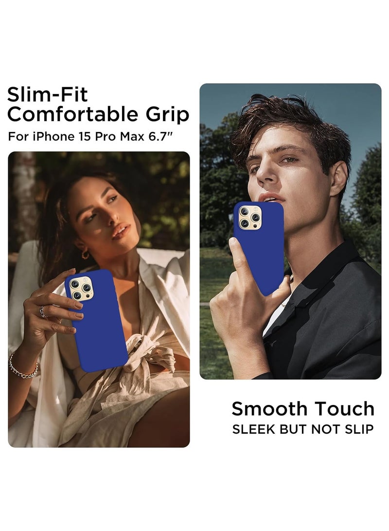 ELTRAZONE Compatible with iPhone 15 Pro Max Case, Liquid Silicone Case, Full Body Shockproof Protective Cover Slim Thin Phone Case with Soft Anti-Scratch Microfiber Lining, 6.7 inch-Klein Blue - Image 2