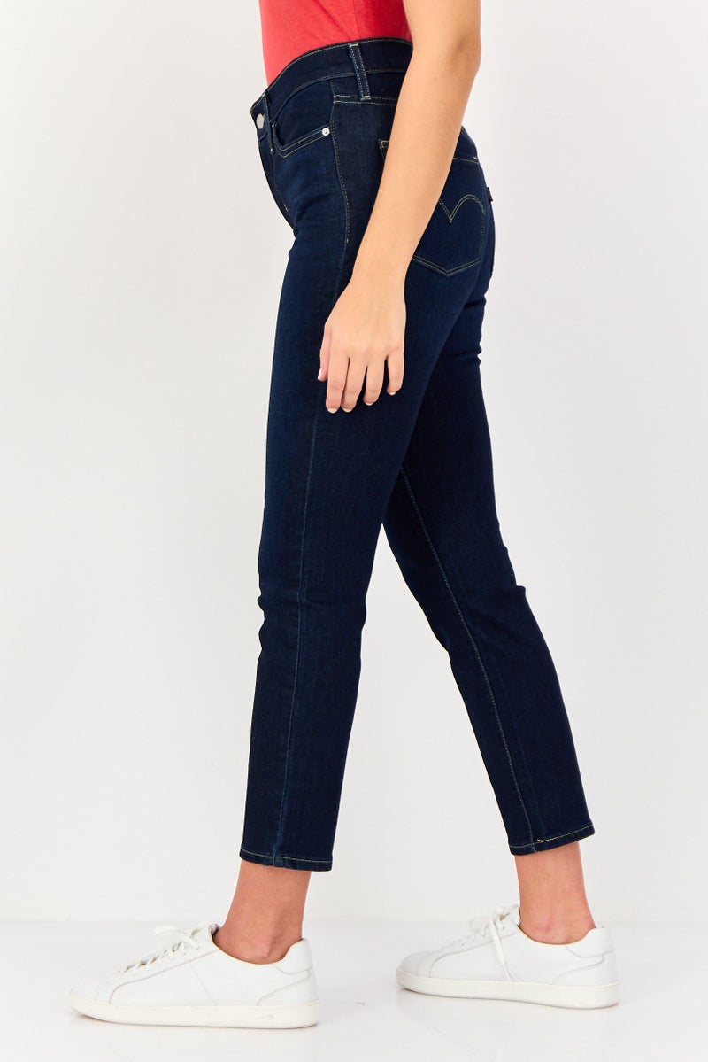 Levi's Women Slim Fit Washed Stretchable Jeans, Navy - Image 4