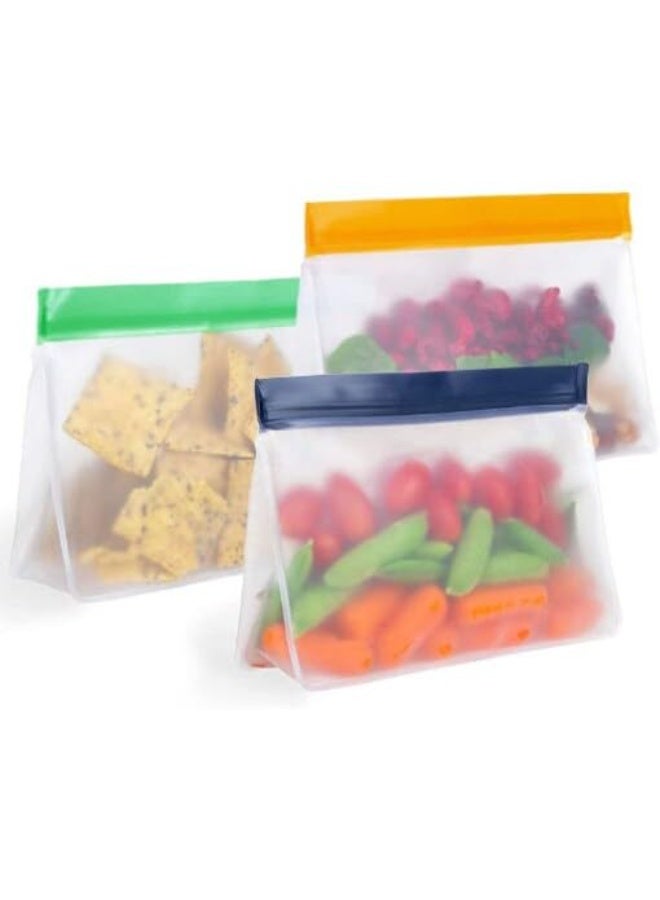 بيرام أكياس تخزين BERAM القابلة لإعادة الاستخدام – مجموعة 4 قطع كبيرة، أكياس واقفة بنظام إغلاق محكم (زيبلوك)، آمنة للغسل في غسالة الصحون، مانعة للتسرب، خالية من مادة BPA، مصنوعة من مادة PEVA، آمنة للاستخدام في الفريزر، مناسبة لحفظ الغداء والسندويشات، آمنة للطعام، مثالية للنزهات والسفر - Image 4