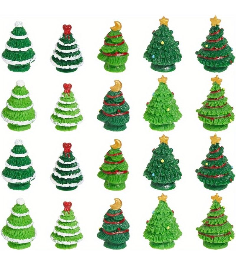 3 Random Assorted Mini Christmas Resin Trees for Desk Home Holiday Decor - Image 2