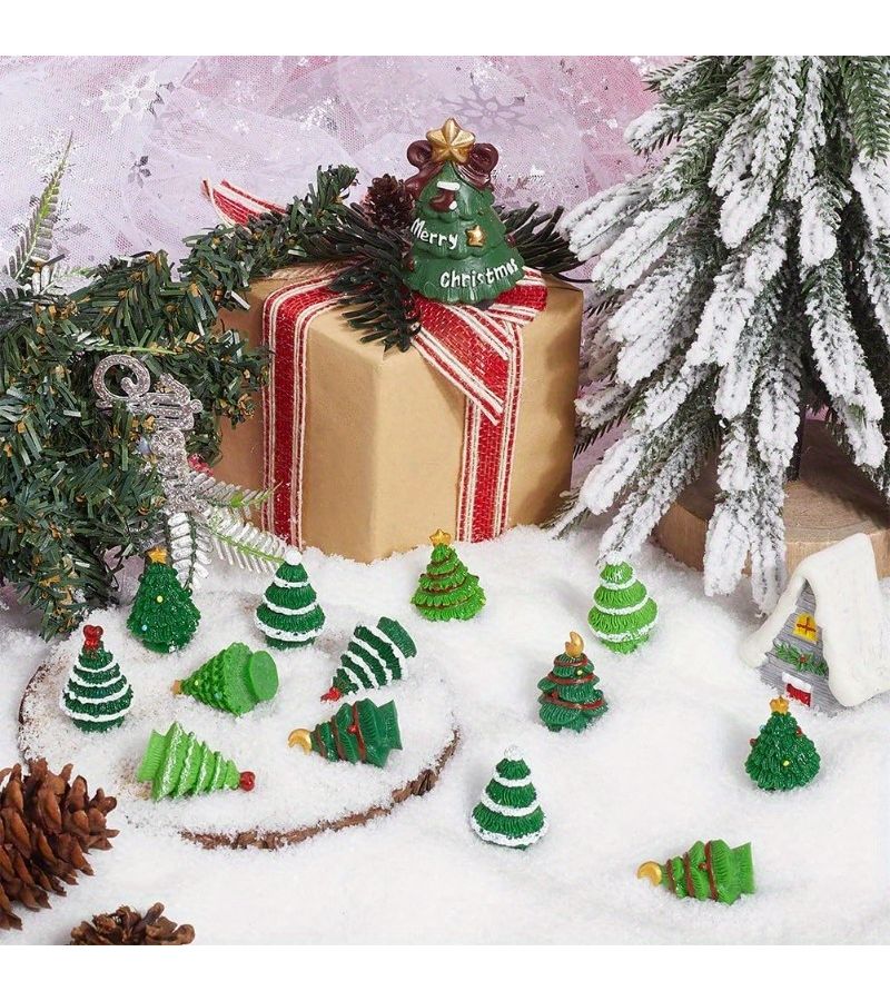 3 Random Assorted Mini Christmas Resin Trees for Desk Home Holiday Decor - Image 5