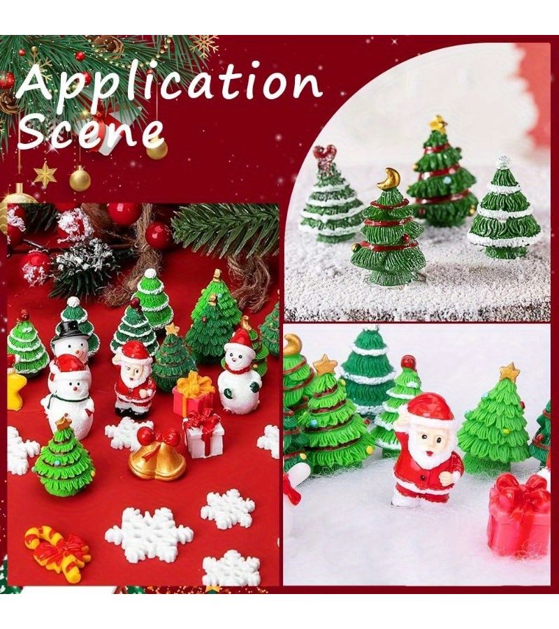 3 Random Assorted Mini Christmas Resin Trees for Desk Home Holiday Decor - Image 4