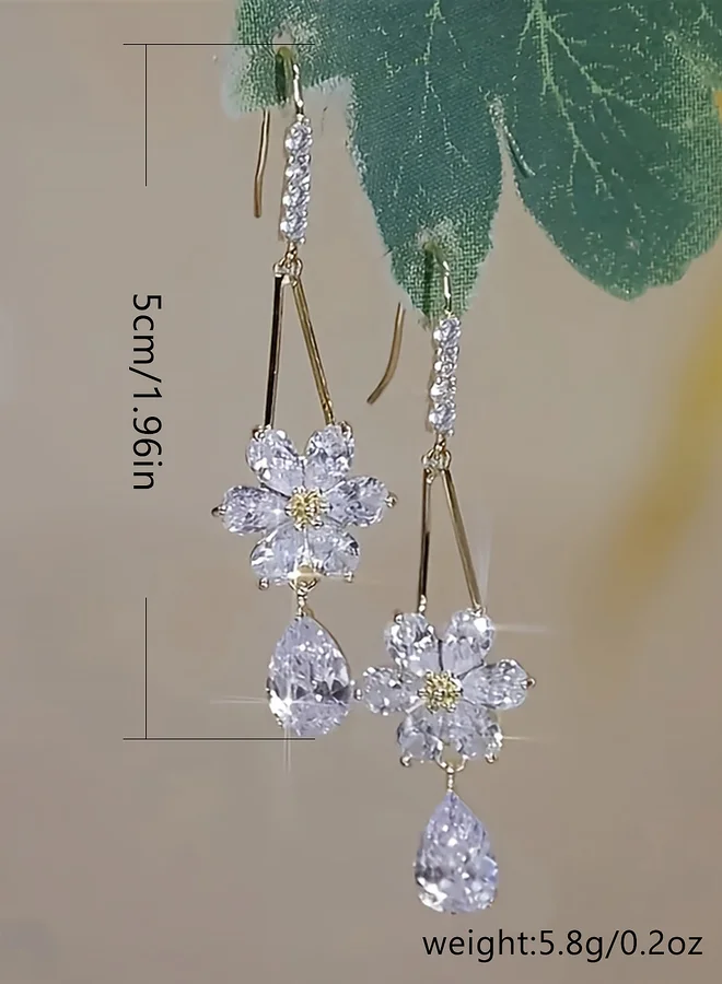 تايك تو Take Two Faux Crystal Floral Drop Earrings