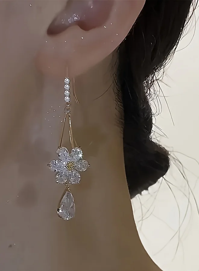 تايك تو Take Two Faux Crystal Floral Drop Earrings
