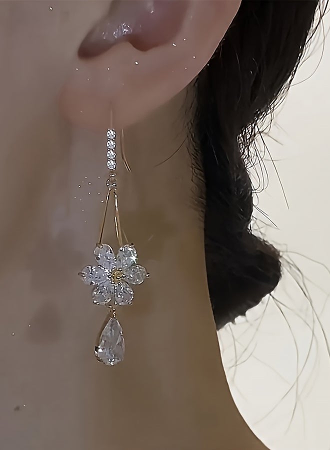 Take Two Styli Faux Crystal Floral Drop Earrings - Image 3