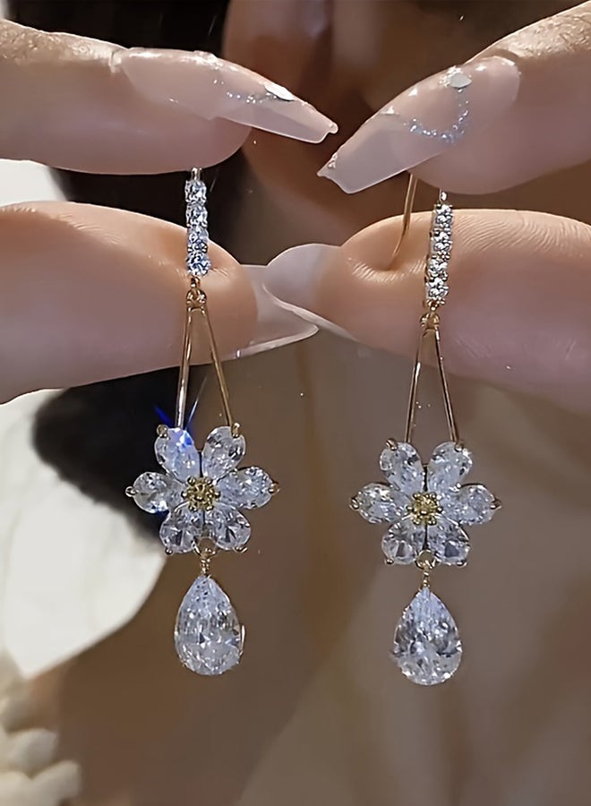 Take Two Styli Faux Crystal Floral Drop Earrings - Image 1