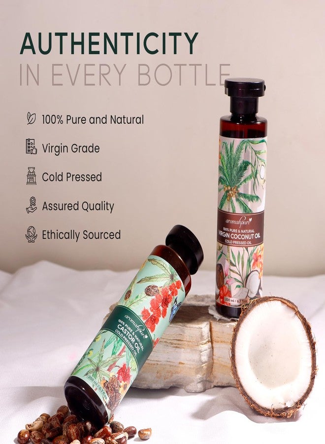 Aromahpure Coconut Oil & Castor Oil Combo - 200 Ml Each | Arandi Oil for Hair Growth | No Mineral Oil & Preservatives | Suitable for all Skin Type | Unisex | - Image 4