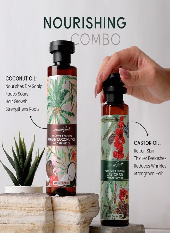 Aromahpure Coconut Oil & Castor Oil Combo - 200 Ml Each | Arandi Oil for Hair Growth | No Mineral Oil & Preservatives | Suitable for all Skin Type | Unisex | - Image 5