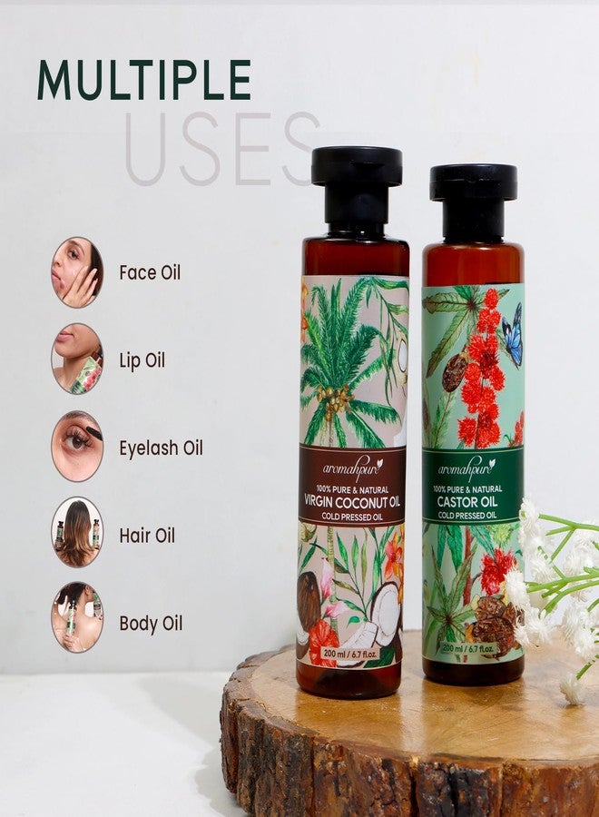 Aromahpure Coconut Oil & Castor Oil Combo - 200 Ml Each | Arandi Oil for Hair Growth | No Mineral Oil & Preservatives | Suitable for all Skin Type | Unisex | - Image 2