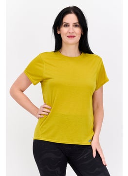 Brooks Women Sportswear Round Neck Short Sleeve Training Top, Gold  - Image 1