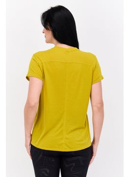 Brooks Women Sportswear Round Neck Short Sleeve Training Top, Gold  - Image 3
