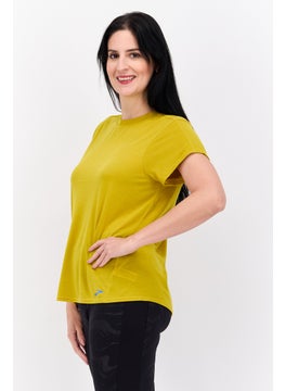 Brooks Women Sportswear Round Neck Short Sleeve Training Top, Gold  - Image 2