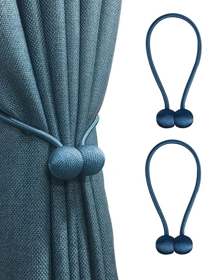 اليسا مجموعة من 2 حاملات الستائر وربطات الستائر ذات الحبال المغناطيسية وحاملات ربط الستائر - Image 1