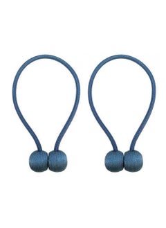 Alissa 1 Pair Curtains Holdbacks Tiebacks Magnetic Rope Drape Tie Backs Holders Blue  - Image 1