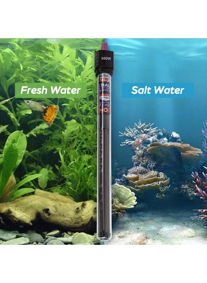 MQ MQ Submersible Aquarium Heater Auto Thermostat, 500W Fish Tank Heater with LCD Digital Aquarium Thermometer, Shatter-Proof and Blast-Proof  - Image 2