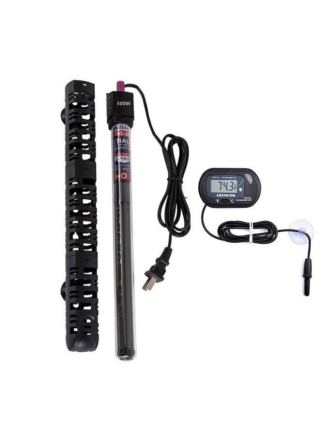 MQ MQ Submersible Aquarium Heater Auto Thermostat, 500W Fish Tank Heater with LCD Digital Aquarium Thermometer, Shatter-Proof and Blast-Proof  - Image 1