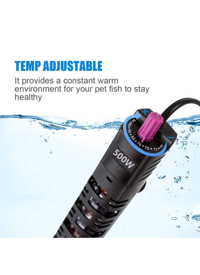 MQ MQ Submersible Aquarium Heater Auto Thermostat, 500W Fish Tank Heater with LCD Digital Aquarium Thermometer, Shatter-Proof and Blast-Proof  - Image 4