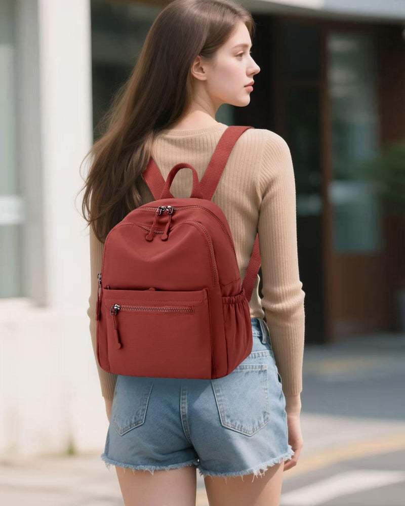 Tanweibago Mini Nylon Women Backpacks,11L Small Ladies backpacks Casual Lightweight Women Shopping Travel Daypack (Z1-brick red) - Image 2