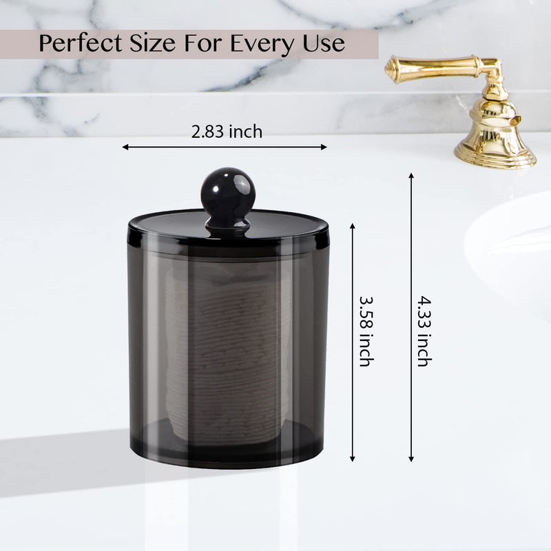 SheeChung 3 Pack Qtip Dispenser Apothecary Jars Bathroom with Labels- Black Plastic Qtip Holder Storage Set for Cotton Ball,Cotton Swab,Cotton Rounds,Floss Picks, Hair Clips，Hair Ties - Image 4