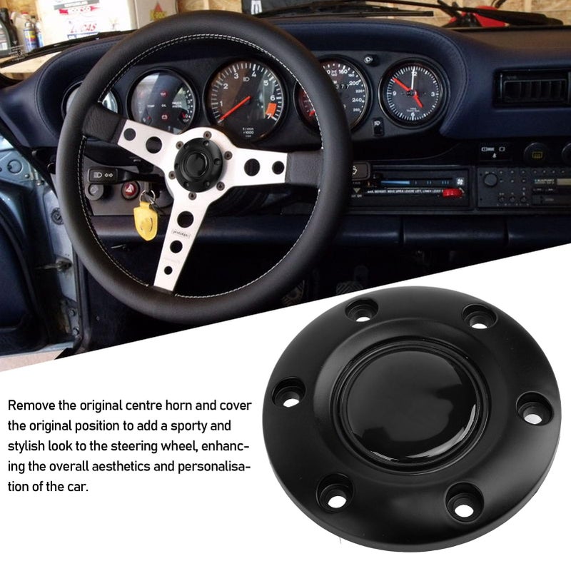 Black Steering Wheel Horn Button Cover Cap 85mm Diameter Fits All 6 Bolt Holes - Image 5