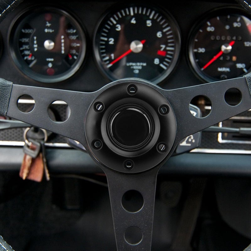 Black Steering Wheel Horn Button Cover Cap 85mm Diameter Fits All 6 Bolt Holes - Image 4