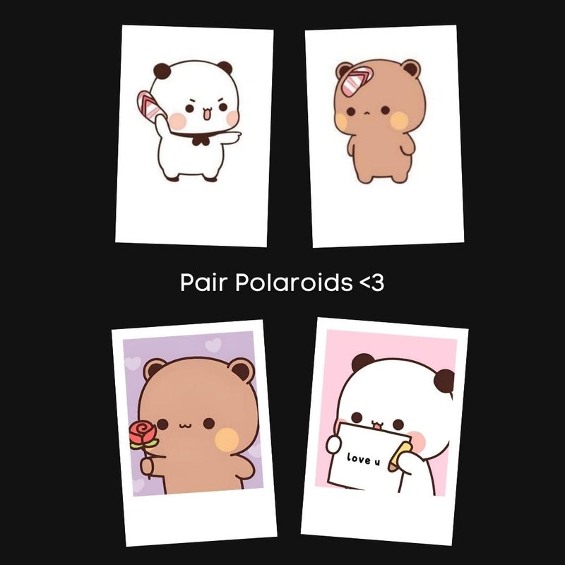 Funk You Bubu Dudu Poster Teddy | Milk Mocha, Peach Goma, Plush Panda Mini Poster Kit (Set of 15) | Cute Couple Bubu Dudu Teddy Peach Goma Size (8 x 6 cm) Posters for Phone Accessories, Room Decoration - Image 4