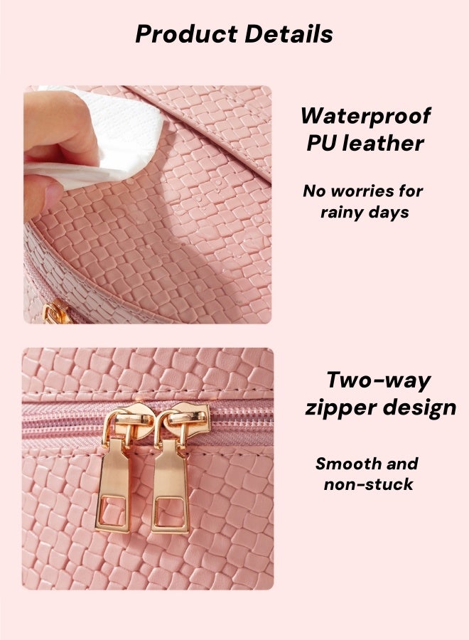 Cosmetic Bag,Makeup Bag With Led Mirror,Travel Makeup Case For Women And Makeup Artists Cosmetic Organizer Large Make Up Bags With Light Up Mirror, Adjustable Dividers,Portable Makeup Artist Organizer Bag(Pink) - Image 3