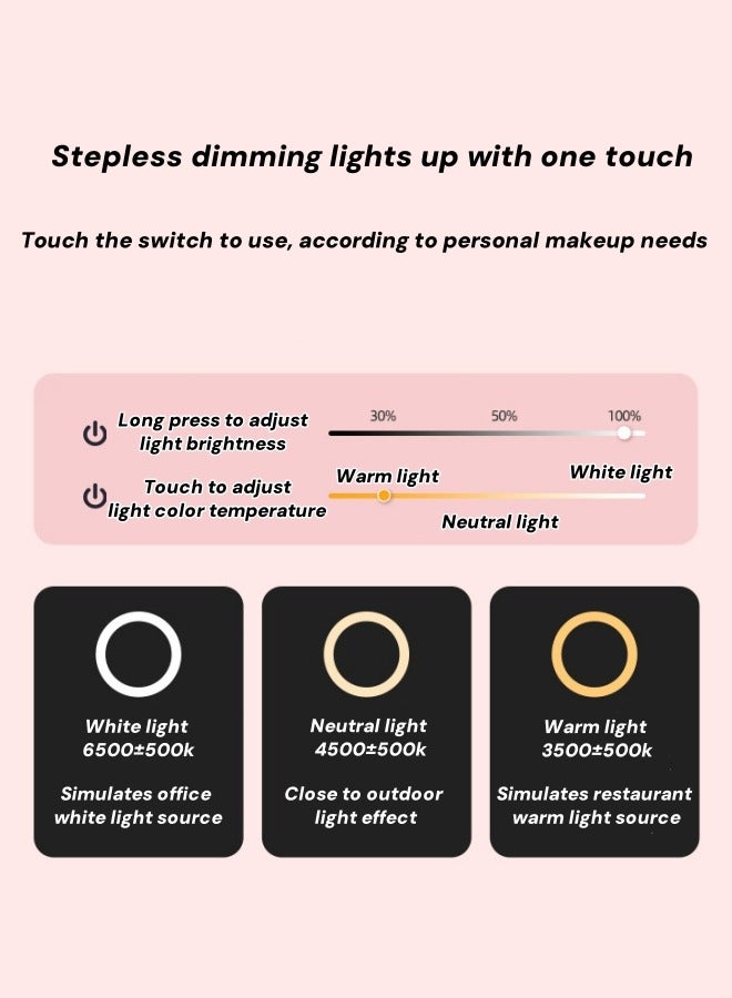 Cosmetic Bag,Makeup Bag With Led Mirror,Travel Makeup Case For Women And Makeup Artists Cosmetic Organizer Large Make Up Bags With Light Up Mirror, Adjustable Dividers,Portable Makeup Artist Organizer Bag(Pink) - Image 4