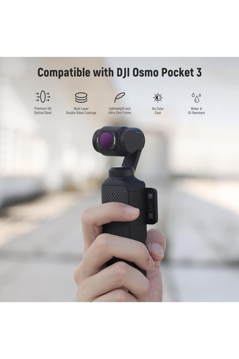 Neewer NEEWER ND/PL Filter Set for DJI Pocket 3 (ND16/PL, ND32/PL, ND64/PL, ND256/PL, UV, CPL) – 6-Pack Camera Lens Filters – FL-P7  - Image 2