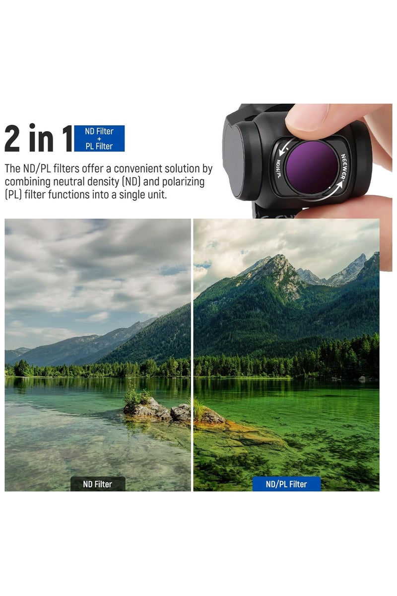 Neewer NEEWER ND/PL Filter Set for DJI Pocket 3 (ND16/PL, ND32/PL, ND64/PL, ND256/PL, UV, CPL) – 6-Pack Camera Lens Filters – FL-P7  - Image 4
