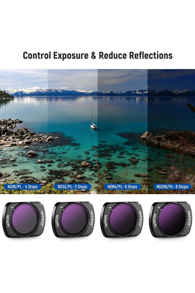 Neewer NEEWER ND/PL Filter Set for DJI Pocket 3 (ND16/PL, ND32/PL, ND64/PL, ND256/PL, UV, CPL) – 6-Pack Camera Lens Filters – FL-P7  - Image 5