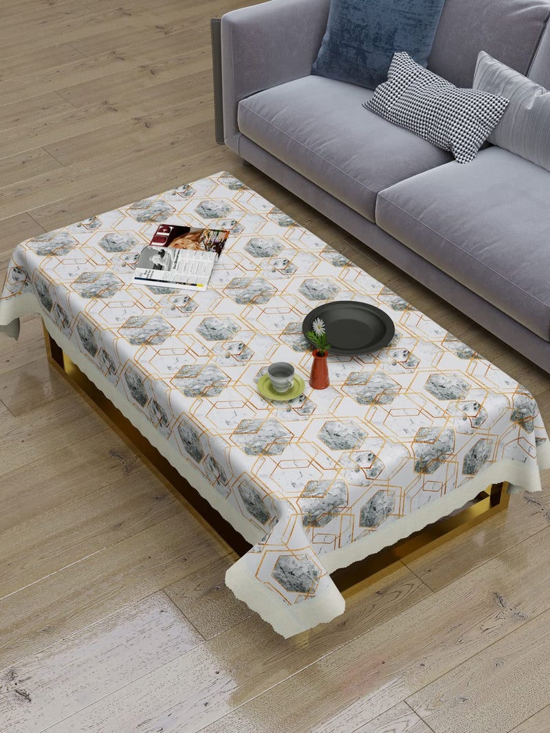 Clasiko Centre Table Cover; 40x60 Inches; PVC; Grey & White Marble Print; Anti Slip - Image 4