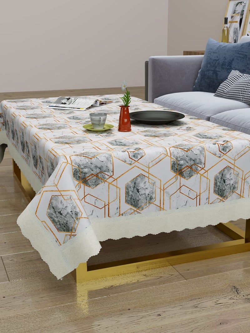 Clasiko Centre Table Cover; 40x60 Inches; PVC; Grey & White Marble Print; Anti Slip - Image 2
