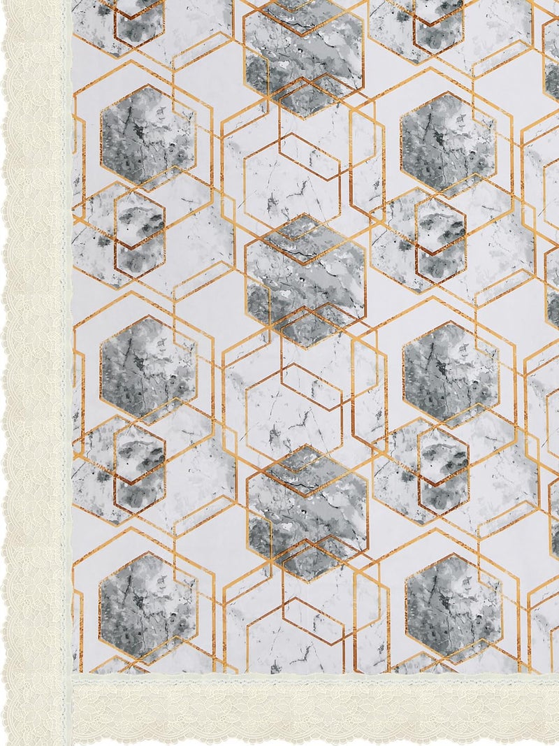 Clasiko Centre Table Cover; 40x60 Inches; PVC; Grey & White Marble Print; Anti Slip - Image 5