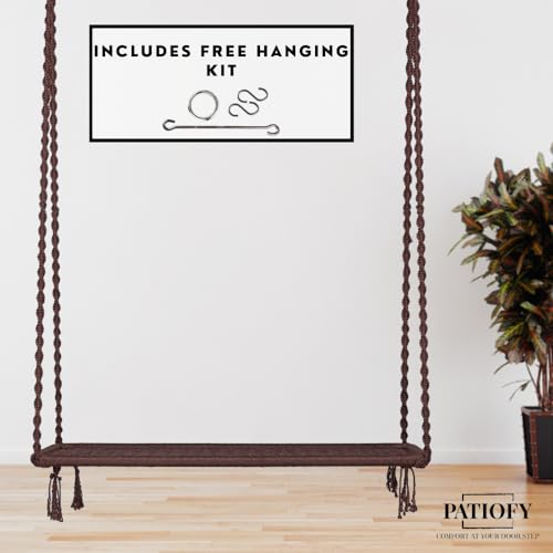 Patiofy Premium 2 Seater Swing for Adults/Swing Chair/Swing for Balcony/Jhula for Adults/Double Seater Swing with Hanging Kit/Swing for Indoor and Outdoor (Brown) - Image 5