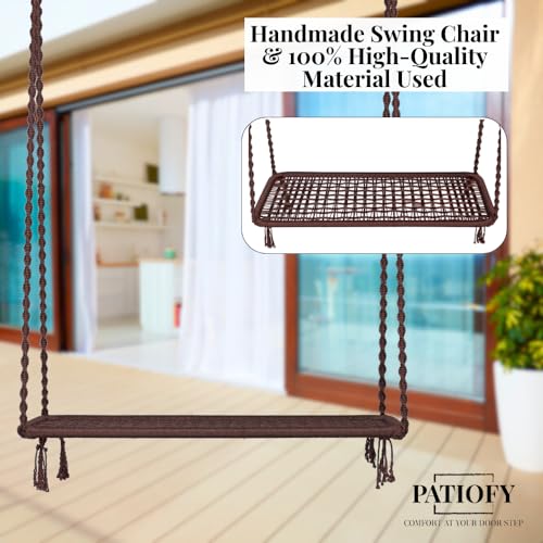 Patiofy Premium 2 Seater Swing for Adults/Swing Chair/Swing for Balcony/Jhula for Adults/Double Seater Swing with Hanging Kit/Swing for Indoor and Outdoor (Brown) - Image 2