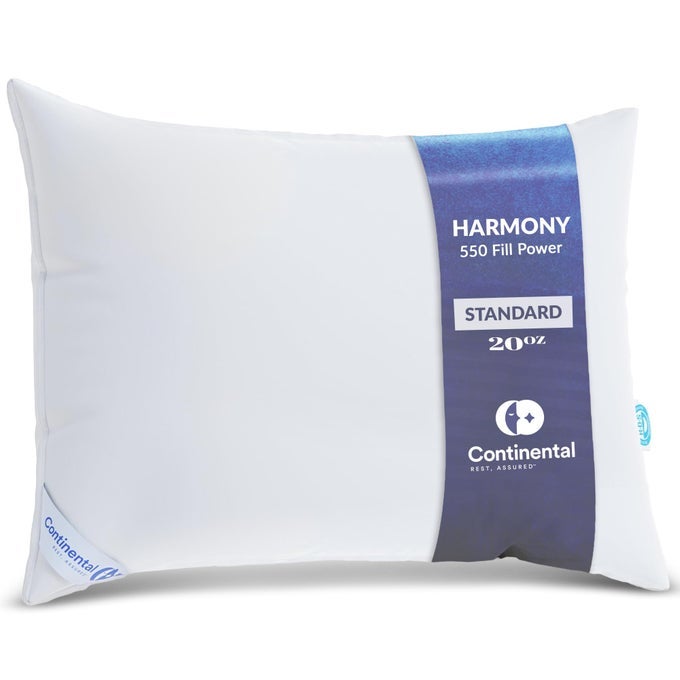 HARMONY WHITE DOWN PILLOW 550 FILL POWER 400 THREAD COUNT COTTON COVER MADE IN USA MEDIUM STANDARD PACK OF 1