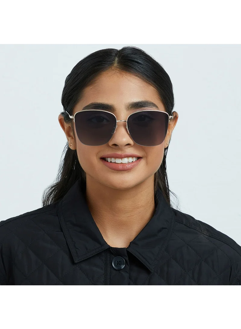 30Sundays MAGNOLIA Women Gray Sunglasses - Frame Material: Metal - Lens Color: Gray- Frame Color: Gold - Full Rim