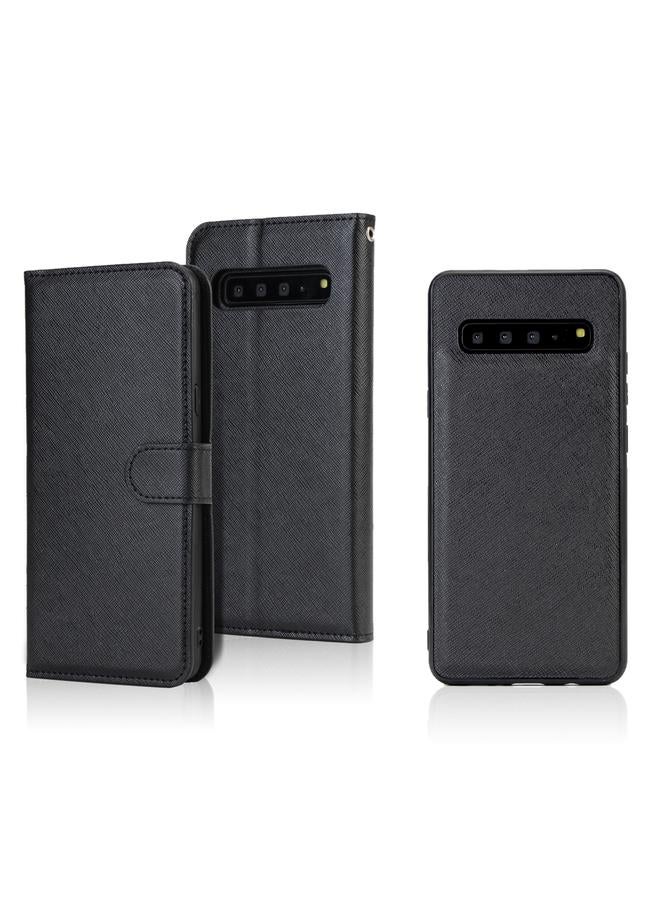 اس-توب جراب هاتف من الجلد القابل للفصل بتصميم متقاطع لهاتف Samsung Galaxy S10 5G - Image 1