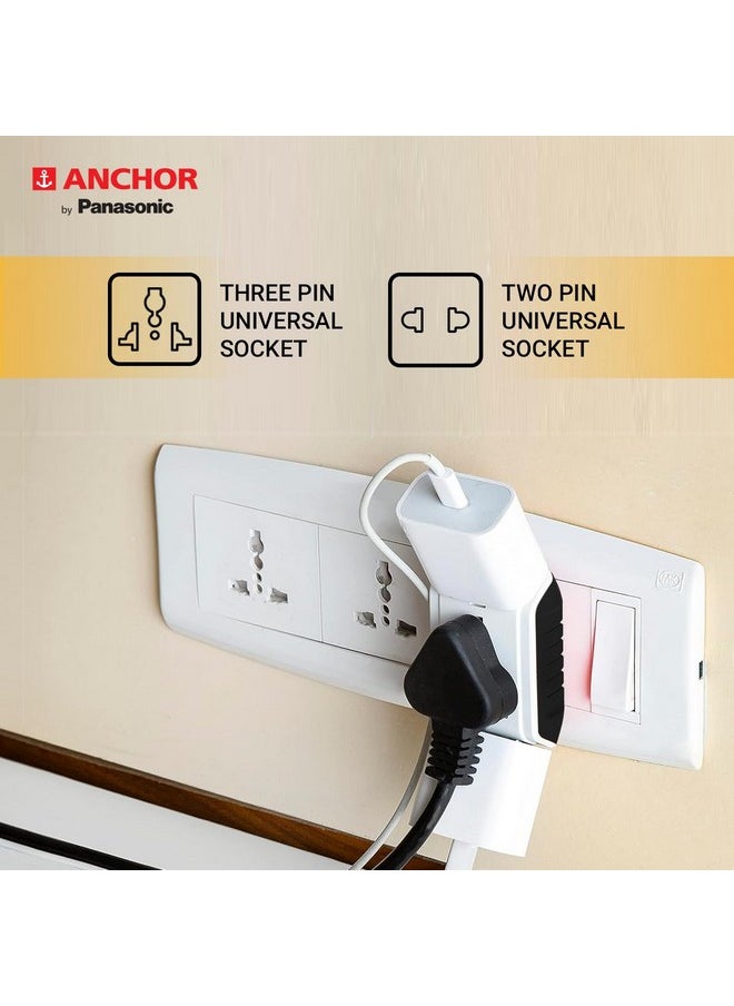 Anchor ANCHOR 6A 3 Pin Multi Plug Socket Travel Adapter with Universal Socket, 3 Pin Multi Plug Extension Socket (White - PK3)  - Image 4