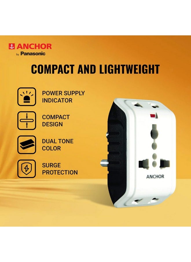 Anchor ANCHOR 6A 3 Pin Multi Plug Socket Travel Adapter with Universal Socket, 3 Pin Multi Plug Extension Socket (White - PK3)  - Image 3