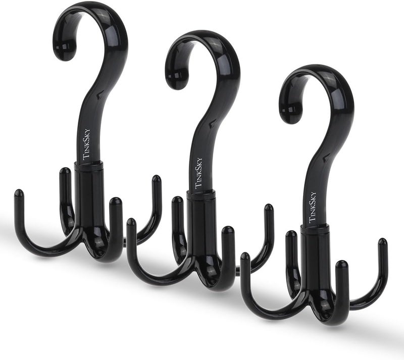 Tinksky TinkSky Belt Hanger Scarf Tie Rack Holder Hook for Closet Organizer 360 Degree Rotating 3 Pack  - Image 1