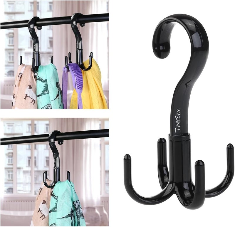 Tinksky TinkSky Belt Hanger Scarf Tie Rack Holder Hook for Closet Organizer 360 Degree Rotating 3 Pack  - Image 3