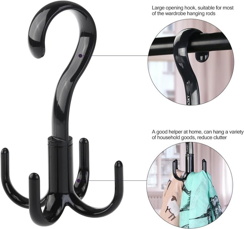 Tinksky TinkSky Belt Hanger Scarf Tie Rack Holder Hook for Closet Organizer 360 Degree Rotating 3 Pack  - Image 4