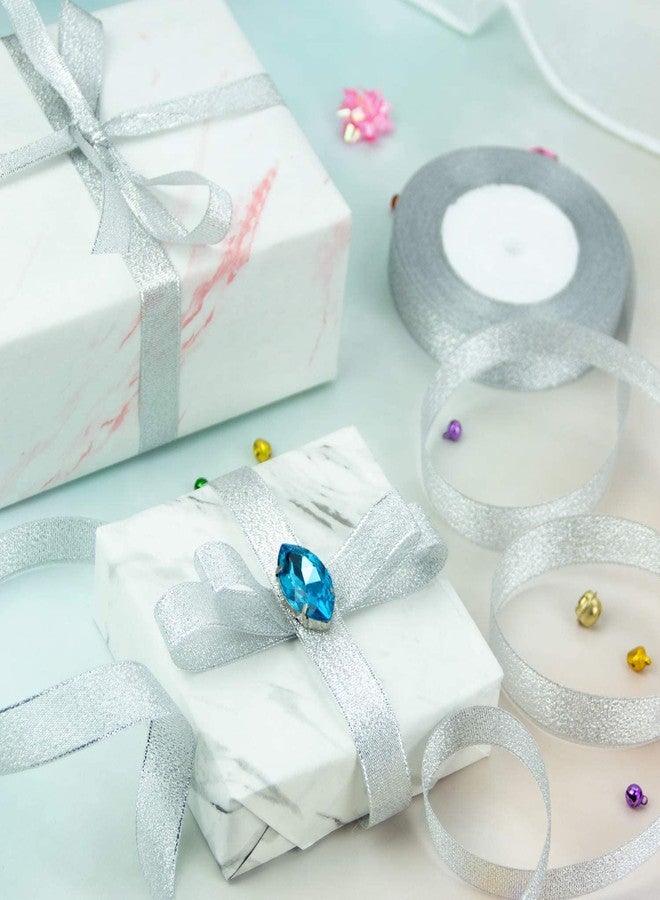 Aakriti Glitter Silver Ribbon Sparkly Fabric Gorgeous Ribbon for Gift Crafters Wedding Party Birthday Wrap Hair Bows Floral Projects (20MM / ¾ INCH, 25 Meter-Silver) - Image 4