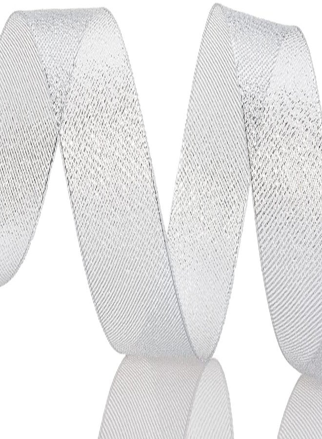 Aakriti Glitter Silver Ribbon Sparkly Fabric Gorgeous Ribbon for Gift Crafters Wedding Party Birthday Wrap Hair Bows Floral Projects (20MM / ¾ INCH, 25 Meter-Silver) - Image 2