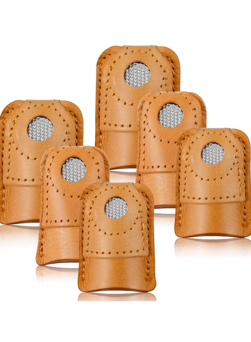 Y&D Sewing Finger Protector Leather Coin Thimble Pad Cover for Knitting Quilting Pin Needles Craft Accessories DIY Tools 6 Pieces - Image 1